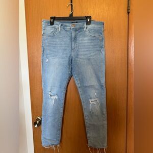 Express Light Blue Distressed Ankle Jeans SZ 14